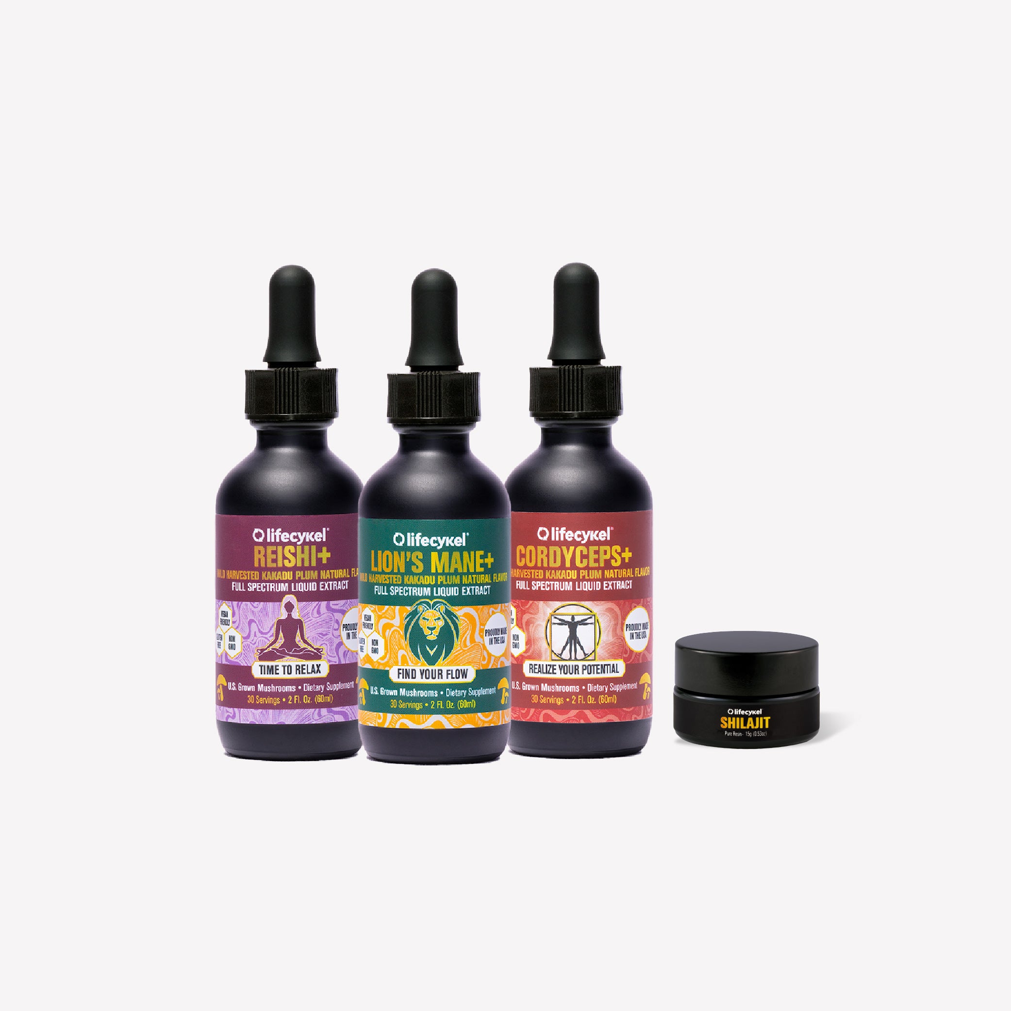 Elite Professional Athlete's Pack - Lion's Mane, Cordyceps, Reishi & Shilajit Pure Resin