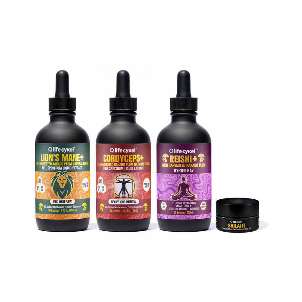 Elite Professional Athletes Pack - Lion's Mane, Cordyceps, Reishi & Shilajit Pure Resin